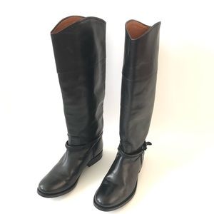 Frye Melissa Seam Black Tall Leather Riding Boots